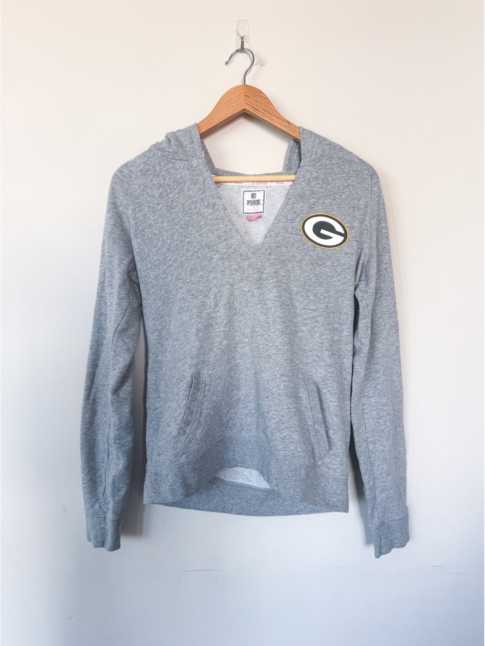 Victoria Secret Pink Gray Early 2010s Logo NFL Green Bay Packers Hoodie Y2K